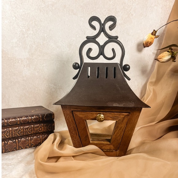 Wooden Pottery Barn Lantern - Picture 1 of 4